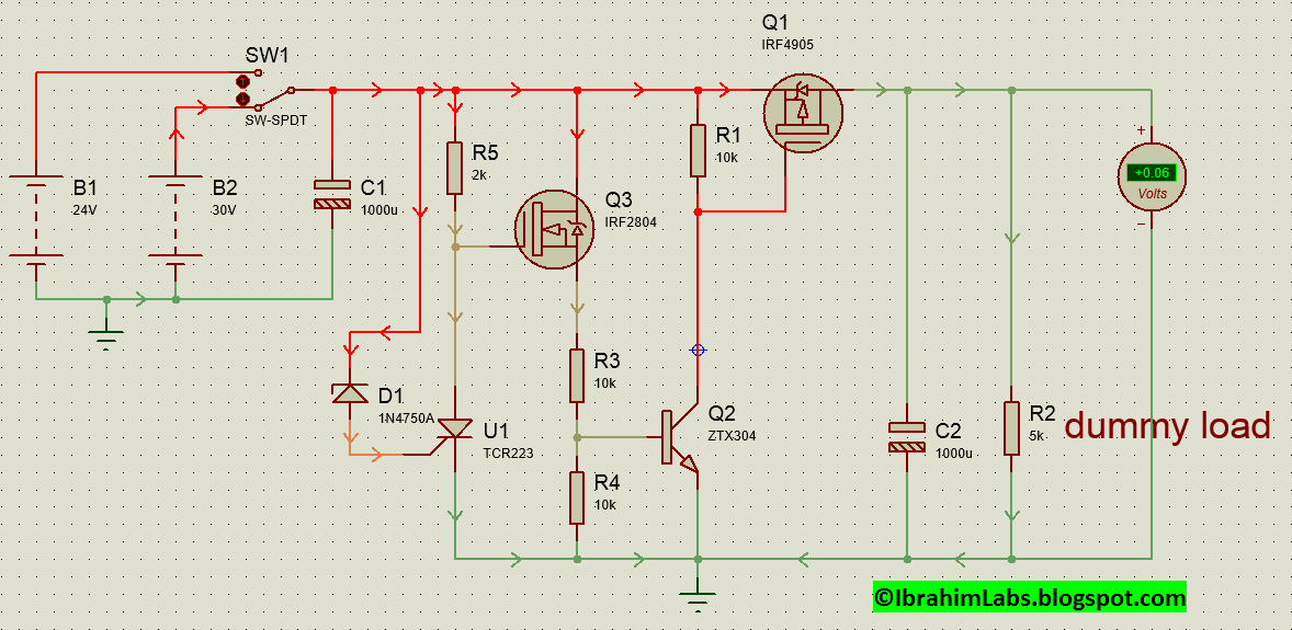 Figure 3. Proteus Simulation over voltage circuit triggered.