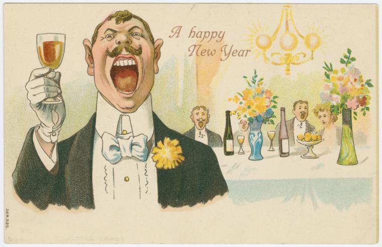 happy new year postcard