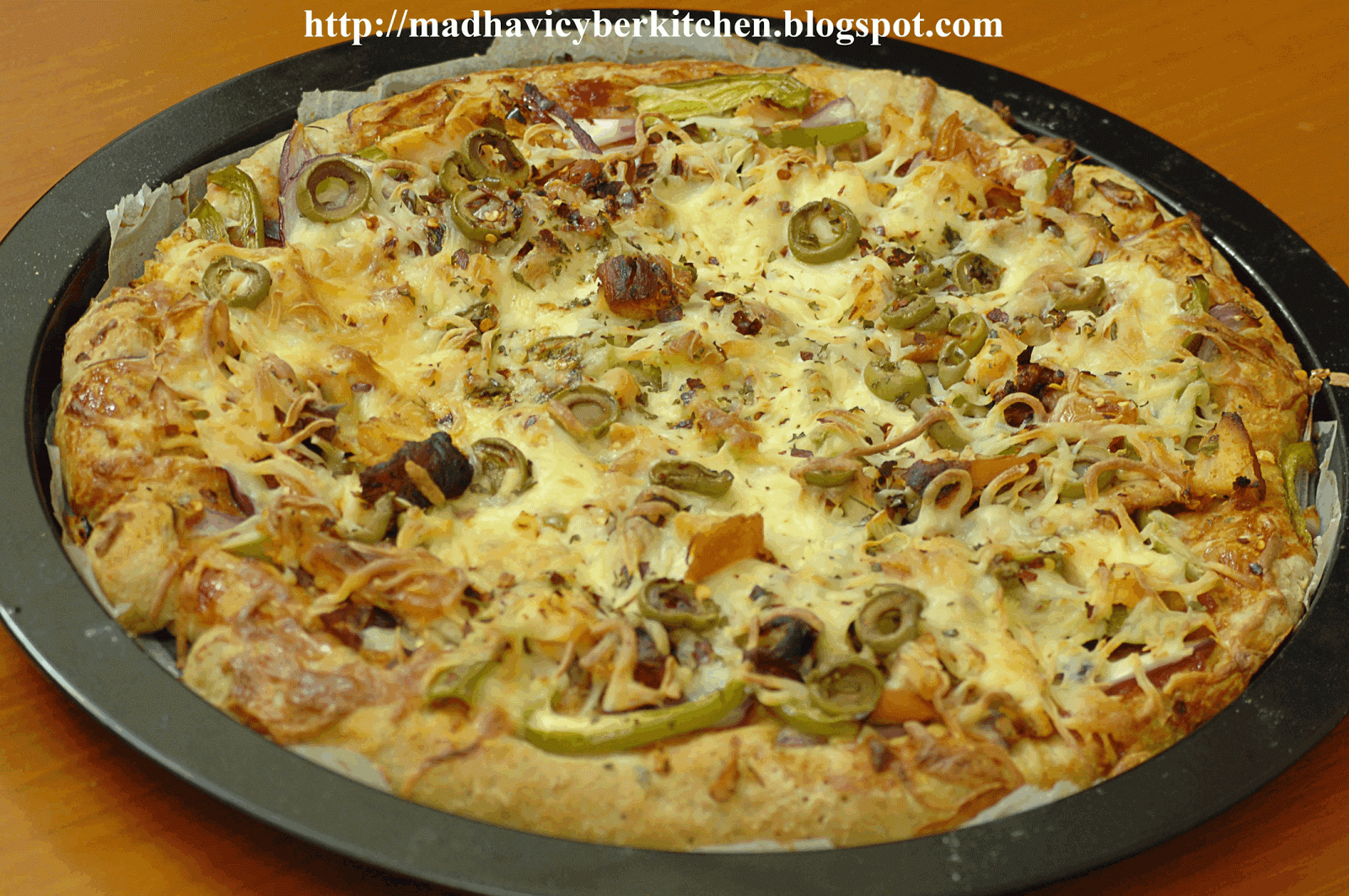 Madhavi's Cyber Kitchen Whole Meal Flour Pizza with Grilled Chicken