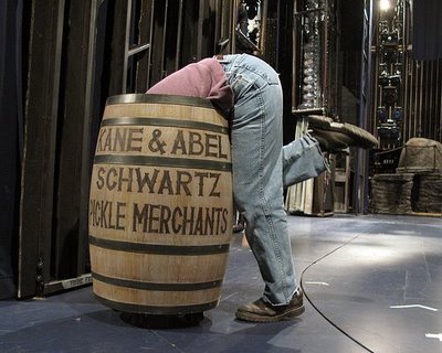 man in barrel