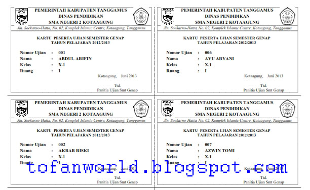 Cara Buat Kartu Peserta Ujian dengan Menggunakan Fasilitas