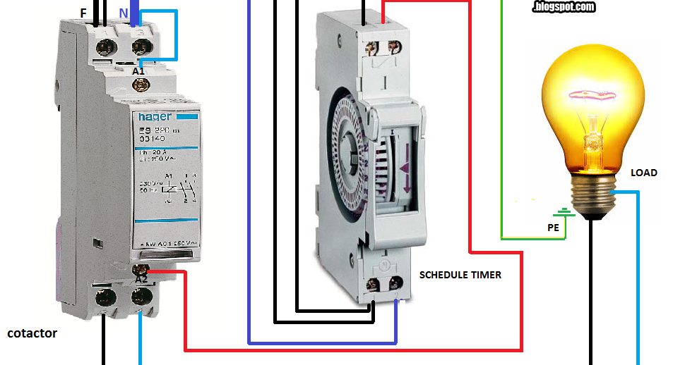 Electrical diagrams: contactor with timer