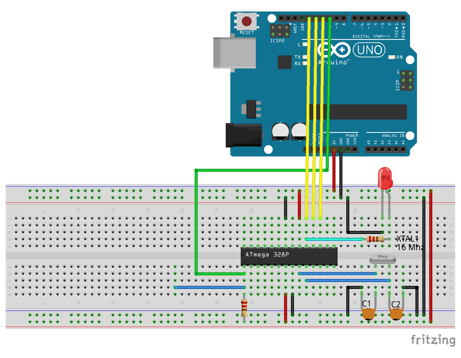 Arduino-er: Program standalone breadboard Arduino of ATmega328, using  Arduino Uno as ArduinoISP