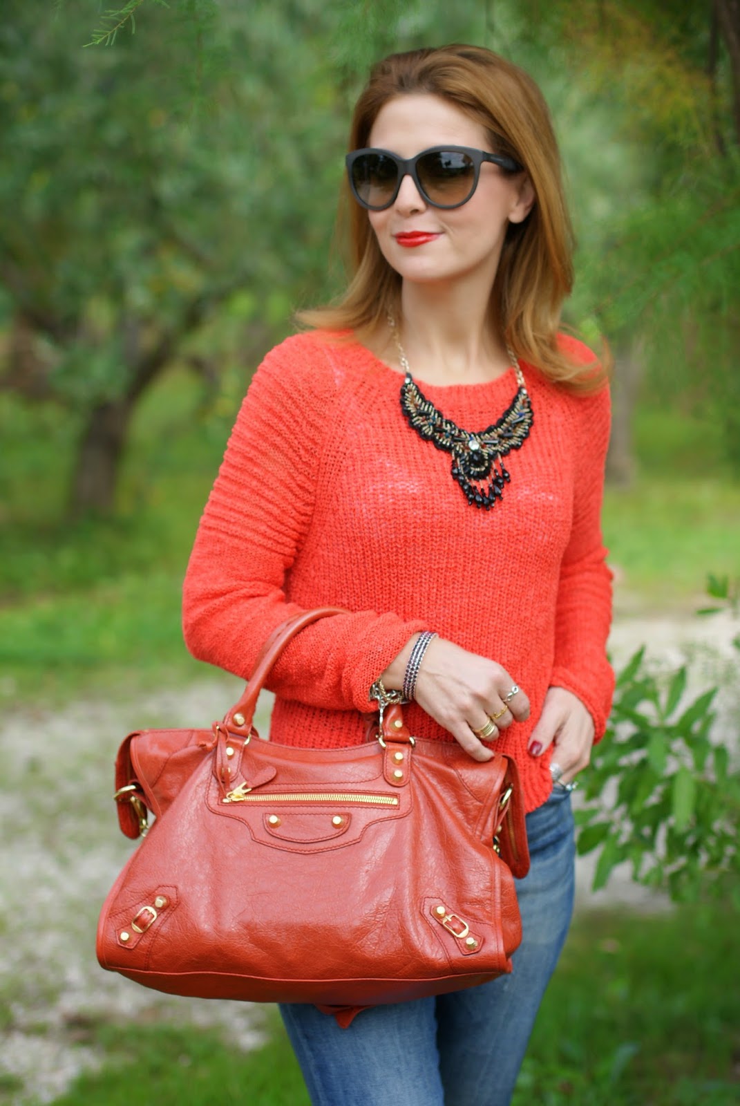 Balenciaga City rouge ambre bag, Luca Barra jewels, Fashion and Cookies, fashion blogger