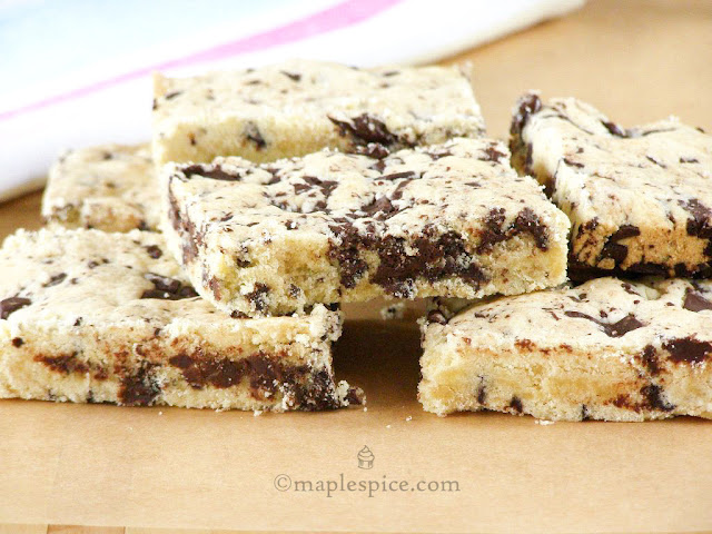 Melt in the Mouth Vegan Chocolate Chip Shortbread Bars