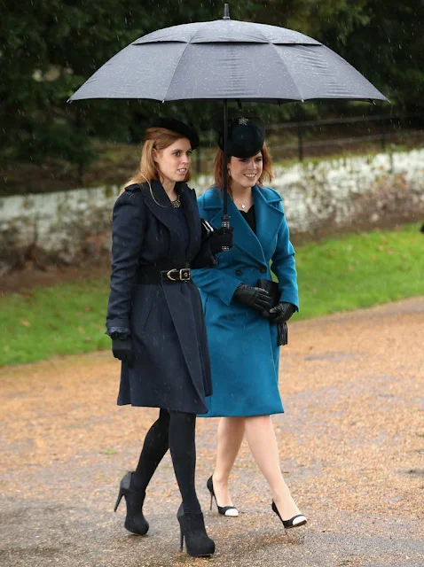 Queen Elizabeth II, Prince William, Duke of Cambridge and Catherine, Duchess of Cambridge, Prince Charles, Prince of Wales and Camilla, Duchess of Cornwall, Prince Harry, Princesses Eugenie and Beatrice, Sophie, Countess of Wessex