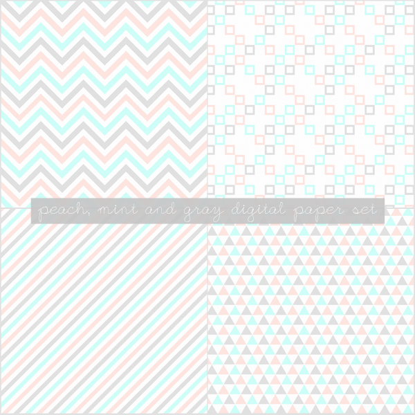 Free Digital Papers: Peach, Mint and Gray