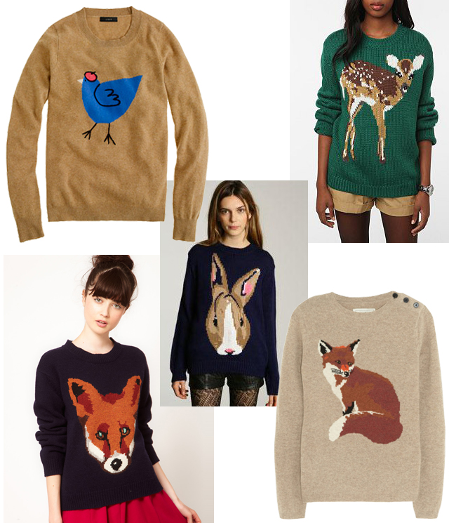 LOVELY + RUST ANIMAL MOTIF SWEATERS
