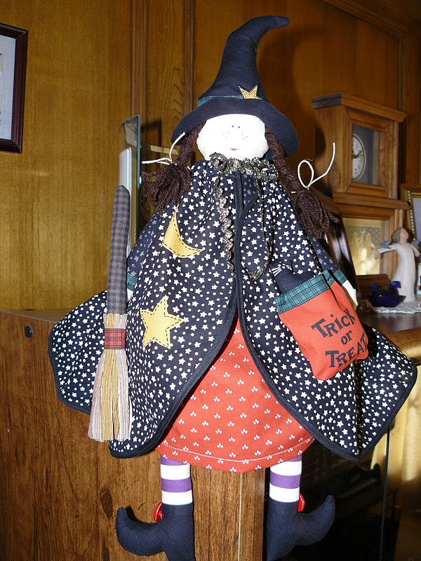 Country Log Cabin A Witch Doll Quilt And 2 Bags
