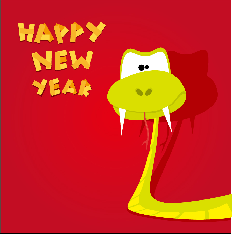 新年を祝う干支の蛇の背景 Cartoon 2013 snake New Year cards イラスト素材5