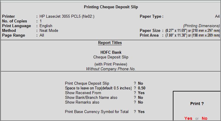 cheque deposit slip