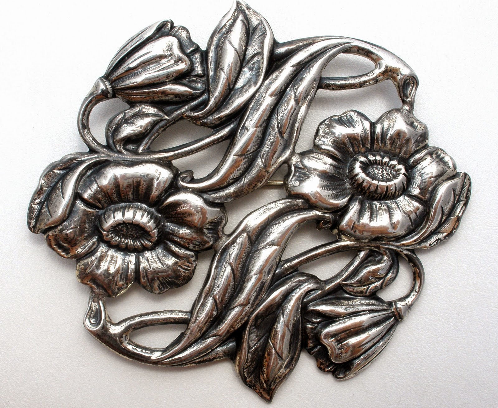 The Jewelry Lady's Store Art Nouveau Flower Brooch Sterling Silver Wedding Pin