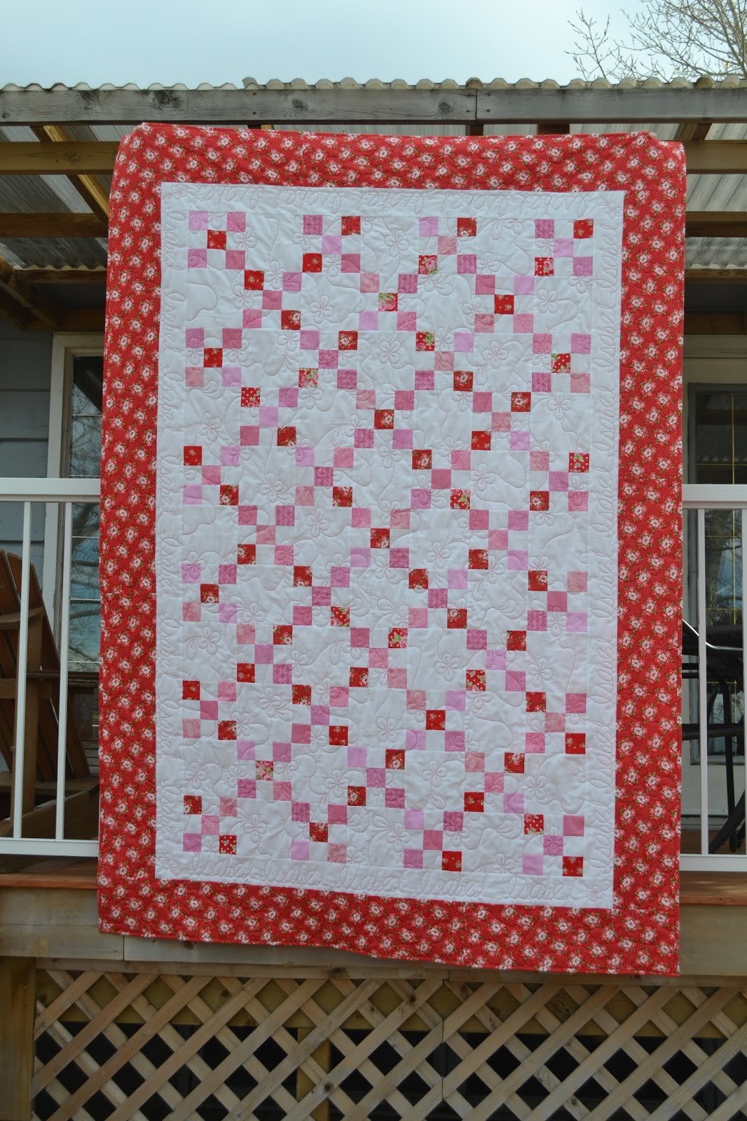 Pink & Red Twin Quilt