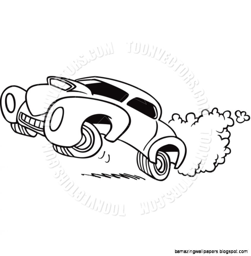Cartoon Drag Racing Black and White Line Art by Ron Leishman Cartoon Drag Racing Black and White Line Art by Ron Leishman