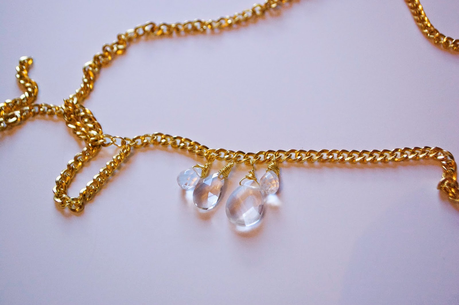 DIY Gold Crystal Drop Necklace My Girlish Whims