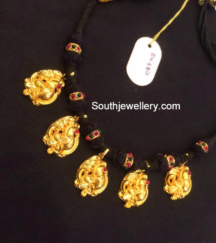 Peacock Motifs Black Dori Necklace Jewellery Designs