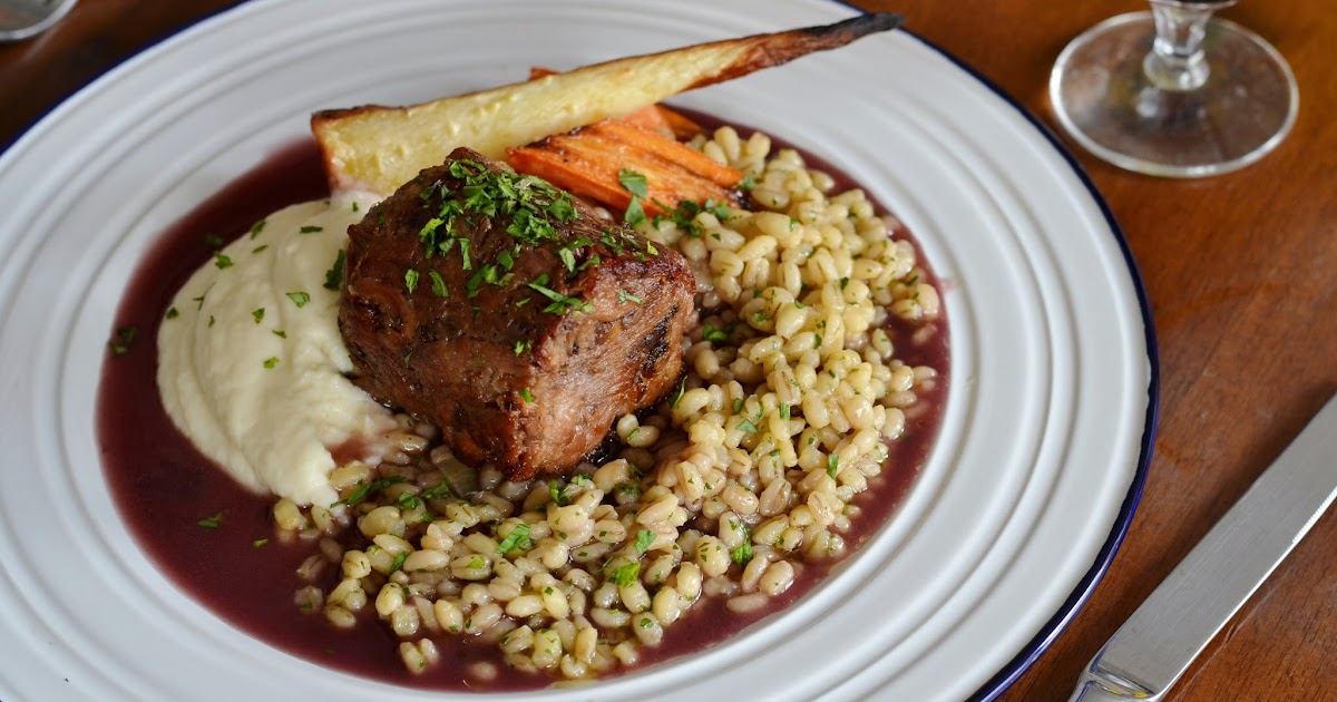 Food Urchin Lamb with pearl barley, root vegetables and port gravy