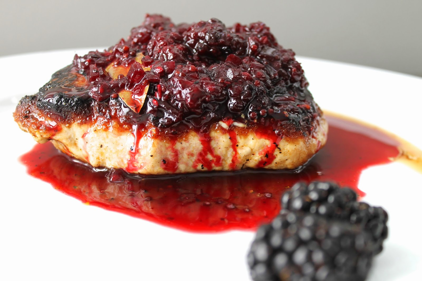 Saffron & Sun Pork Chops with Blackberry Chutney