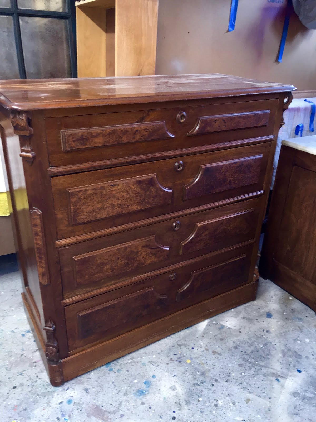 MakeMePrettyAgain Antique tall dresser in that shade of blue!