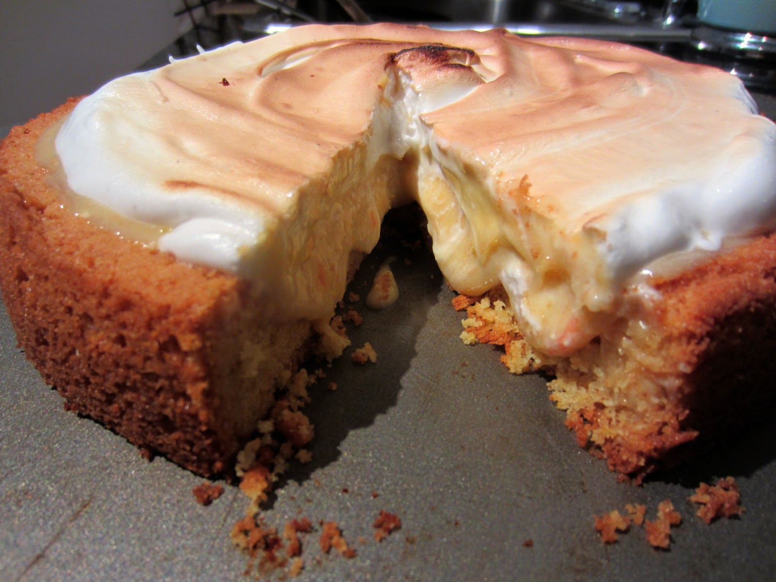 Bourbon and Bleu grapefruit meringue tart