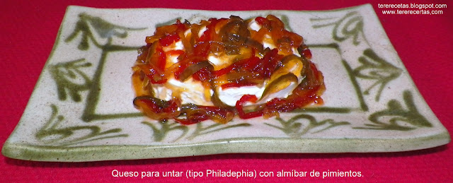 
queso Para Untar (tipo Philadephia) Con Almíbar De Pimientos.
