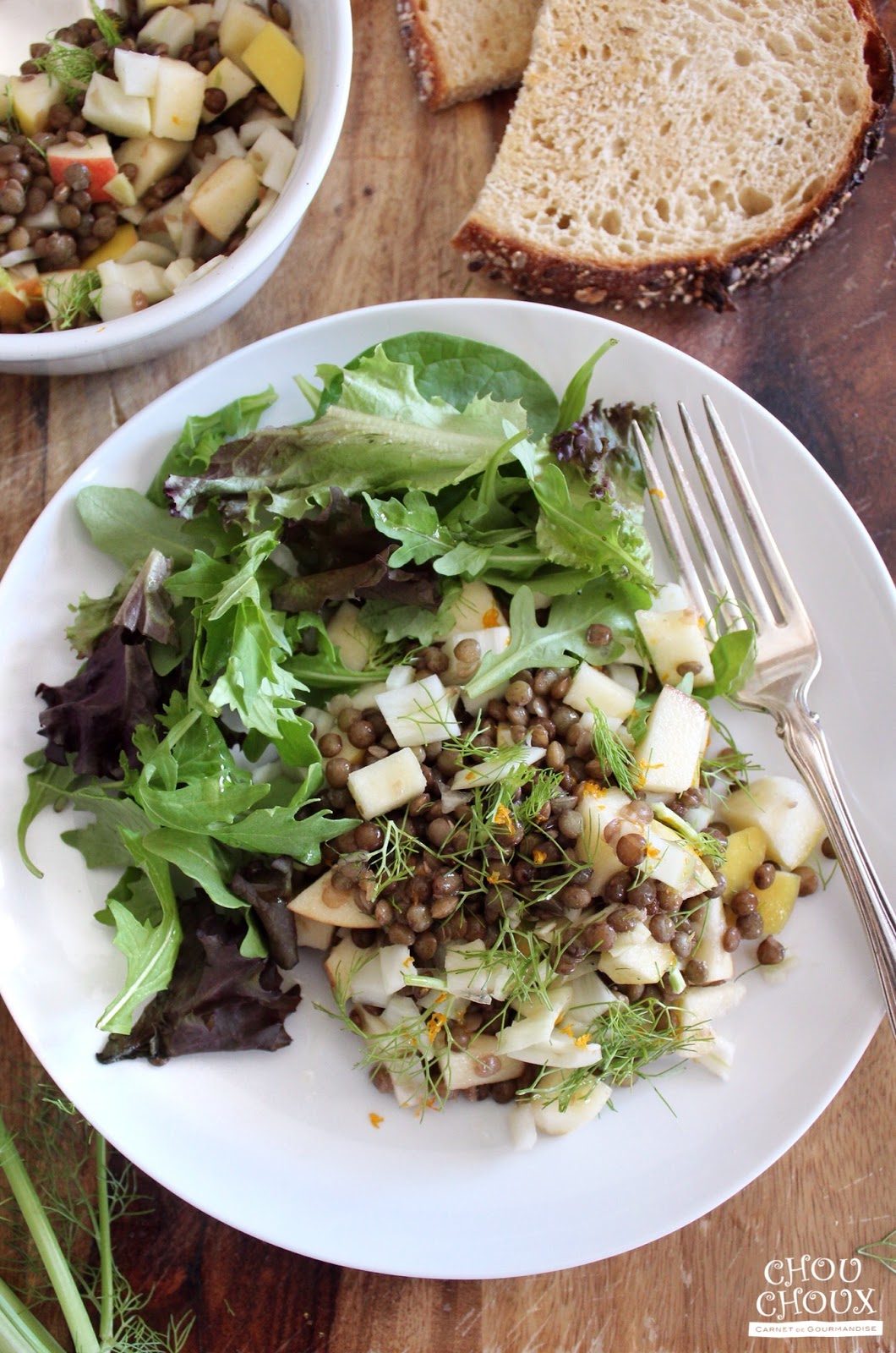 My Chouchoux LentilFennelApple Salad With LemonHazelnut Vinaigrette
