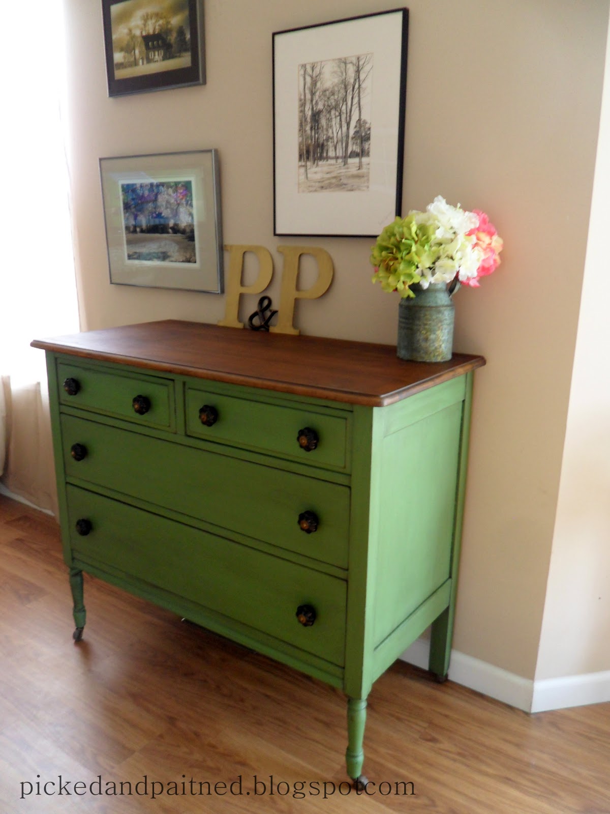 Helen Nichole Designs: Vintage Green Dresser