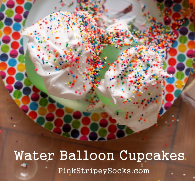 Shaving Cream and Water Balloon Play Pink Stripey Socks