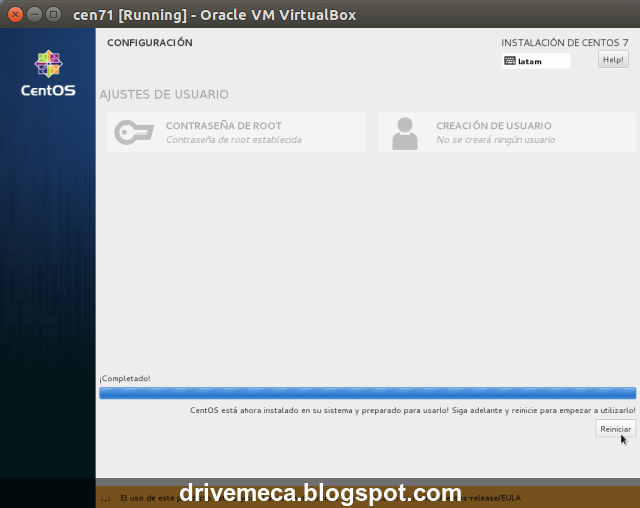 DriveMeca instalando Linux Centos 7.1 paso a paso