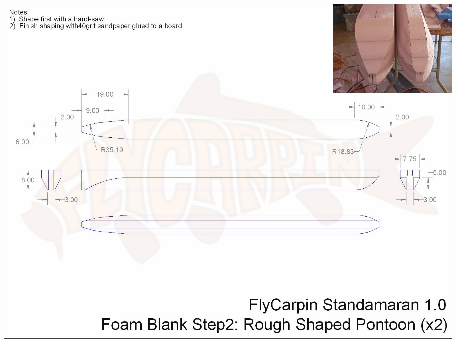 Standamaran SUP Plans Foam Blank Step 2