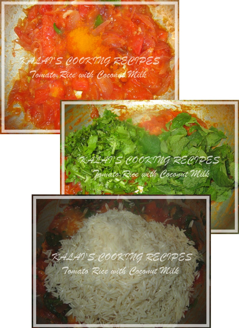 KALAI'S COOKING RECIPES Tomato Rice with Coconut Milk \ Thakkali Sadam