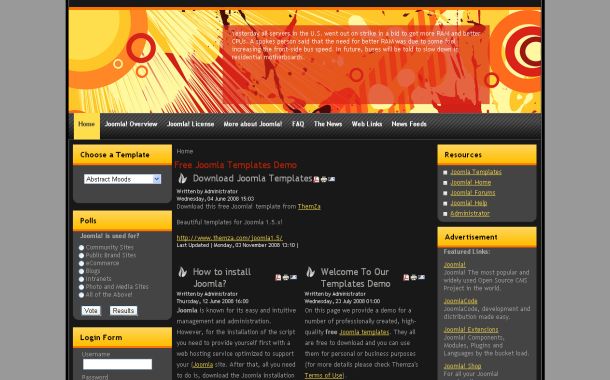 Free Retro Black Orange Joomla Theme Template Free Retro Black Orange Joomla Theme Template