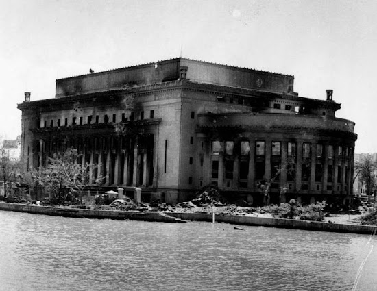 Damaged Manila Central Post Office building after the World War 2 as viewed from Jones Bridge.