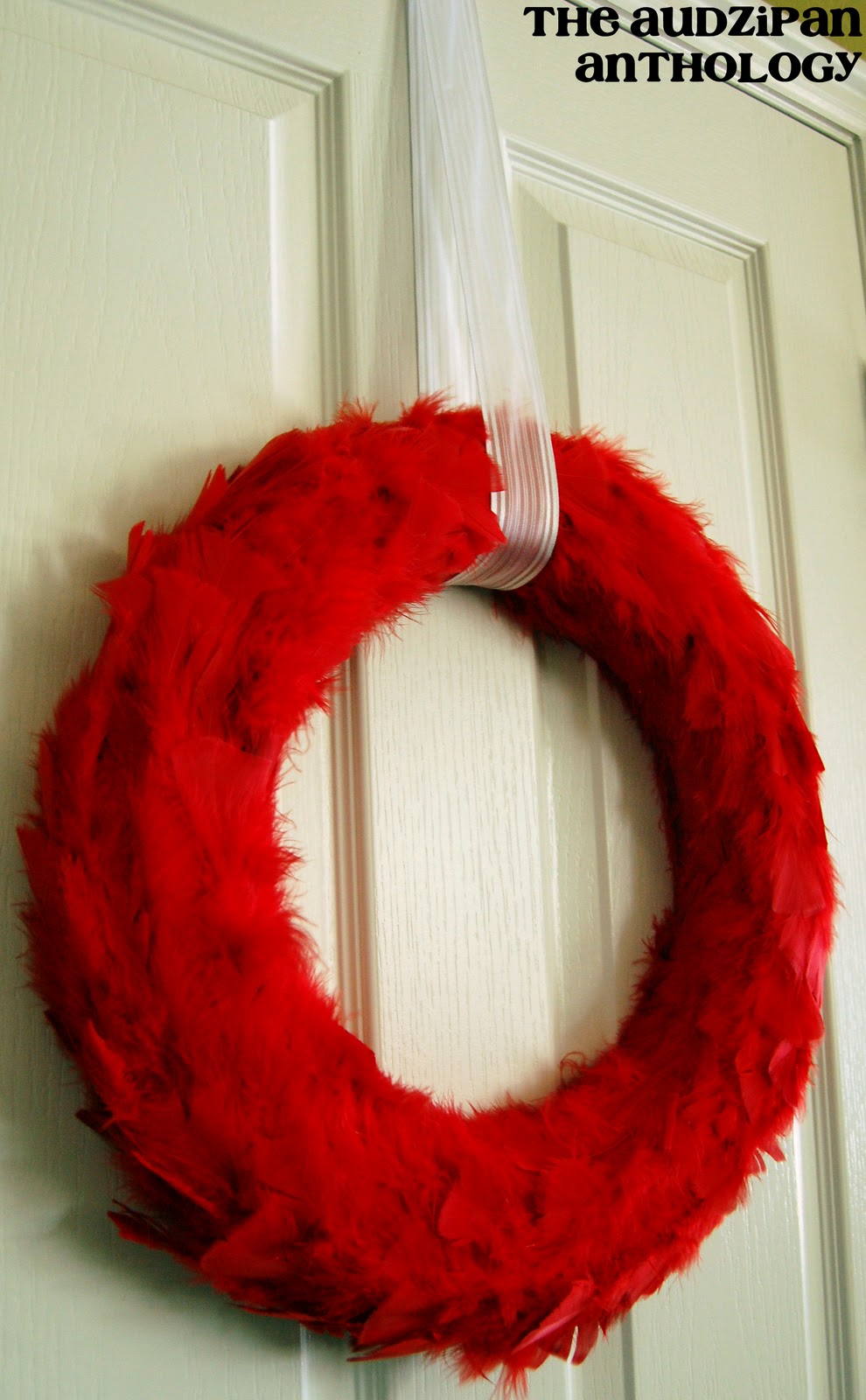 the audzipan anthology Red Feather Valentine's Wreath Tutorial