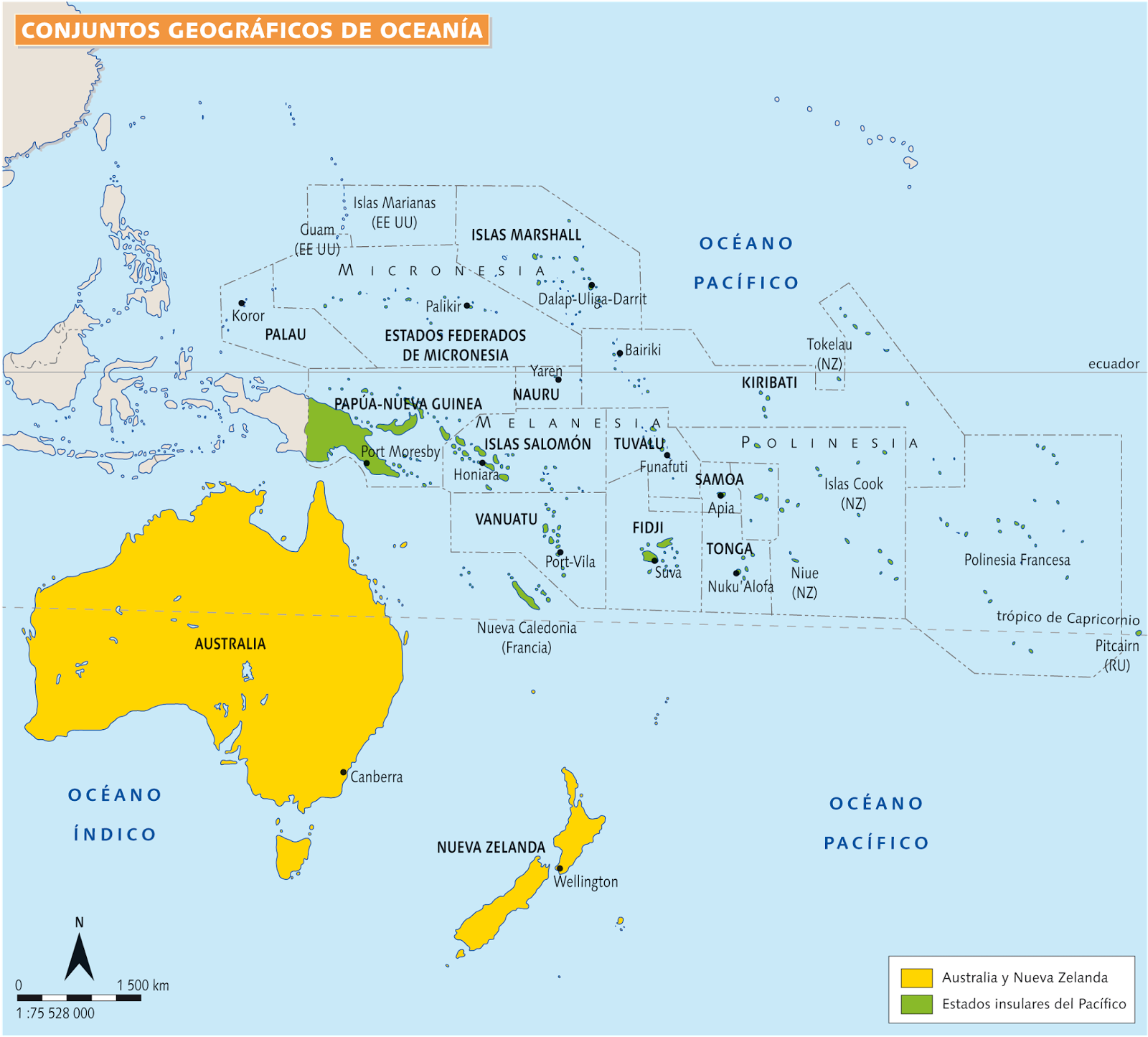Mapa De Oceania Con Paises