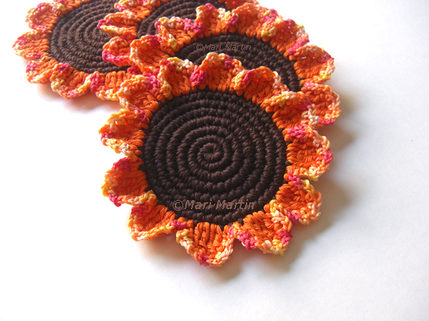 Crochet Coasters Autumn Daisies ~ Crochet Colorful