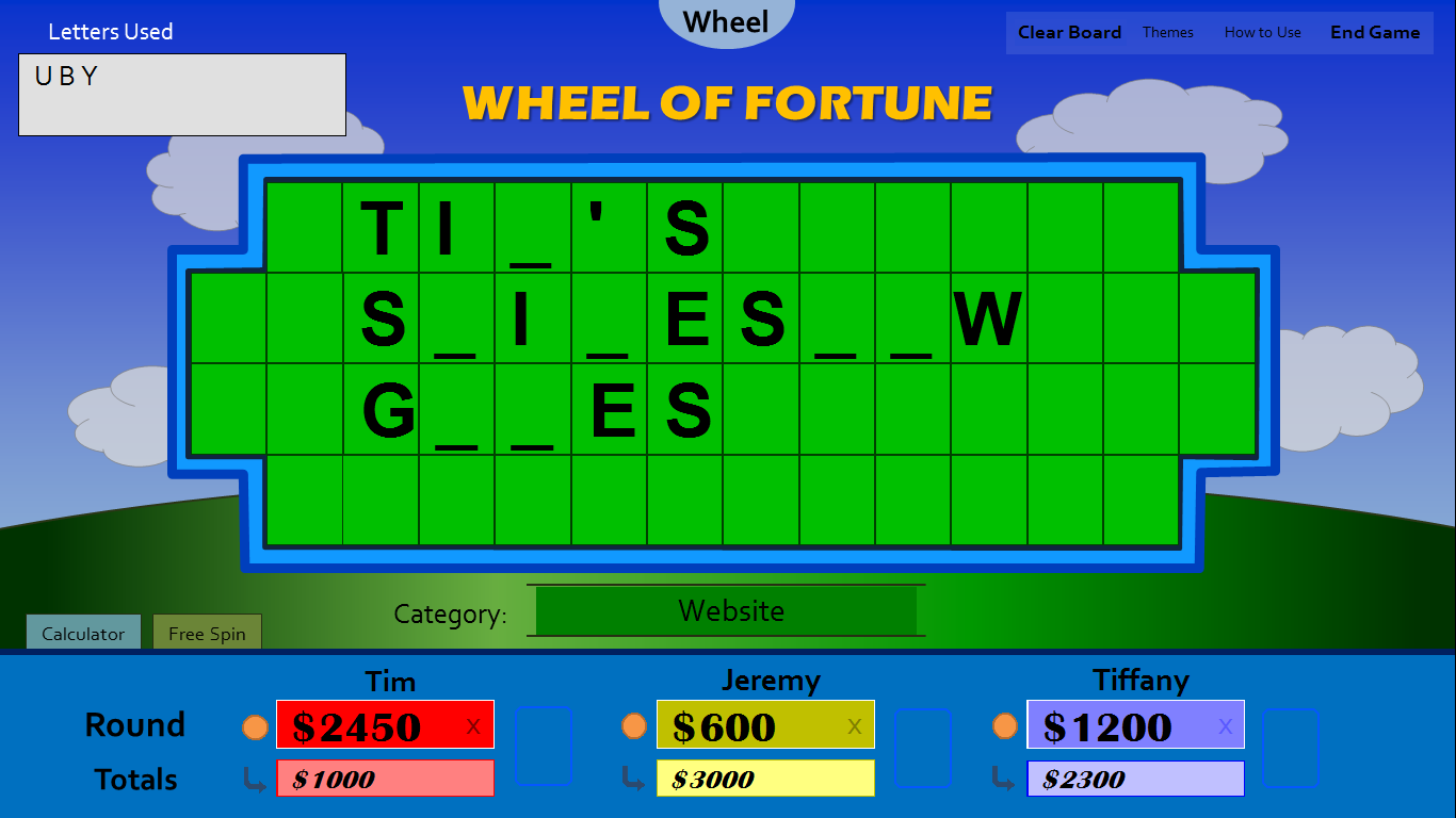 Tim's Slideshow Games: Wheel of Fortune for PowerPoint - More Info