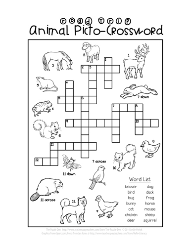 Road Trip Animals Picto-Crossword