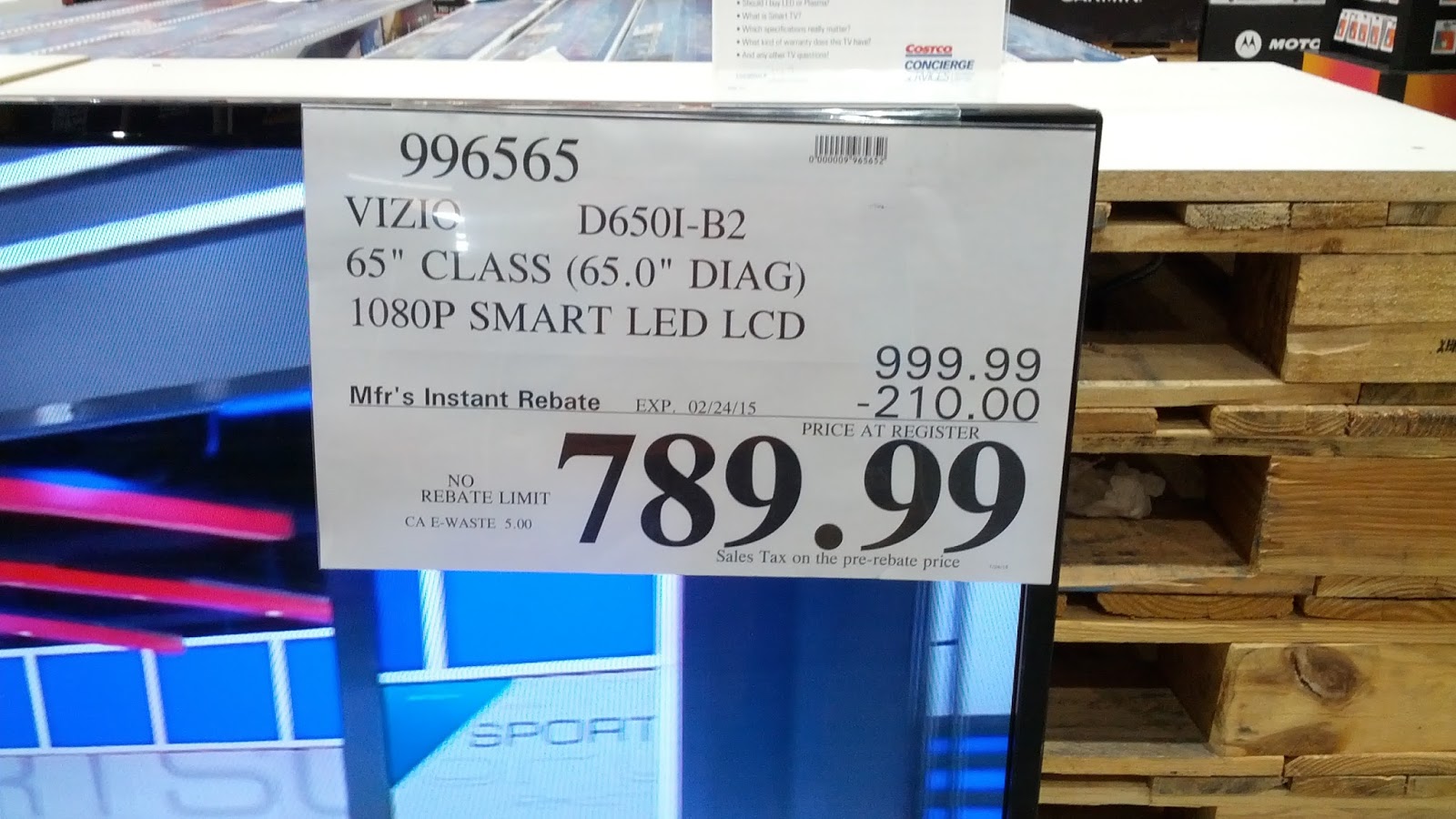 Vizio D650iB2 65 inch LED LCD HDTV Costco Weekender