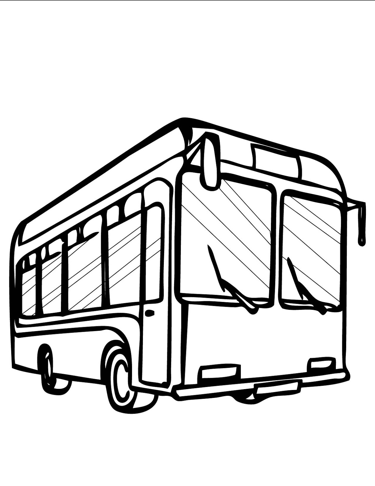 Dibujo de un autobús escolar en diferentes ángulos para colorear
