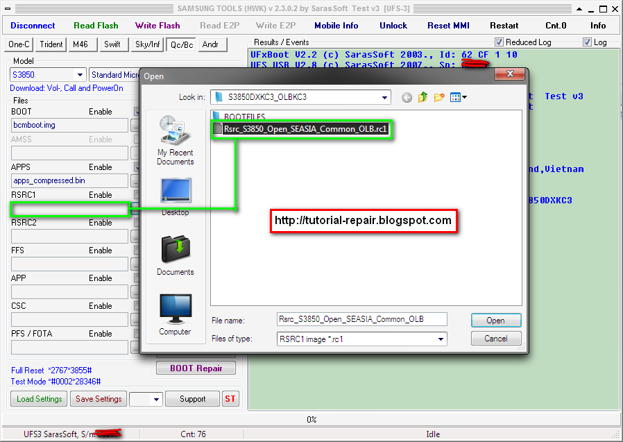 How to write software samsung c3312 by ufs box 08 image