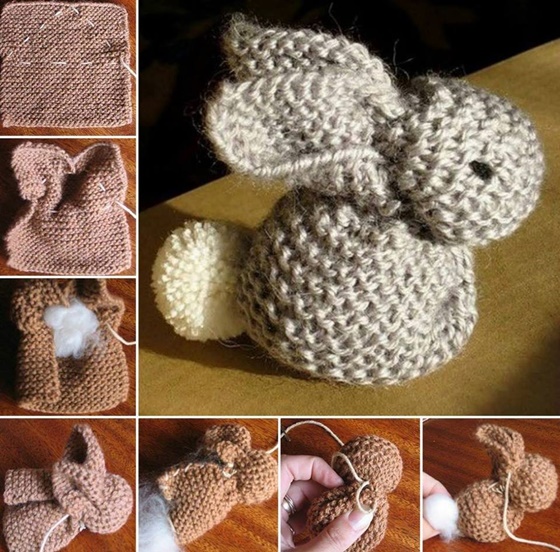 How to Knit a Cute Bunny From a Square