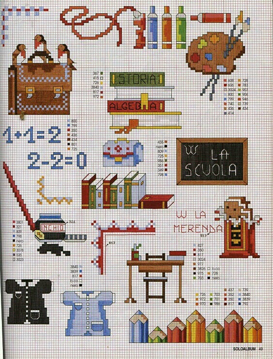 ♥Meus Gráficos De Ponto Cruz♥: Material Escolar em Ponto Cruz