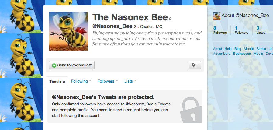 Is the Nasonex Bee on Twitter? Or Is This an Impostor? - Pharma Marketing  Network