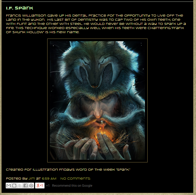 screen capture of Jim Madsen's blog post for "I.F. Spark"