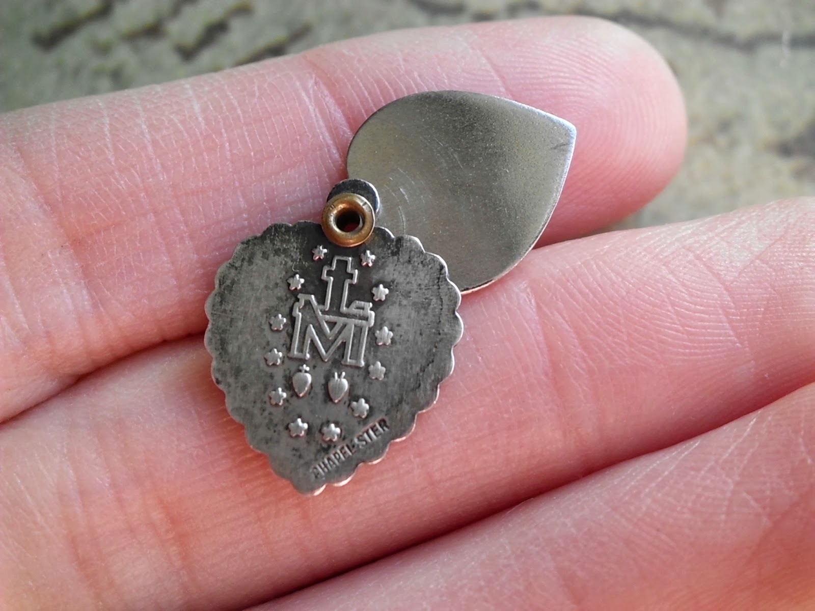 Vintage Religious Medals Vintage Chapel Sterling Slide Heart