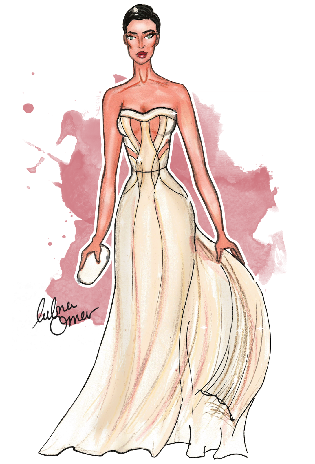 Irina Shayk in Atelier Versace illustration by Lubna Omar