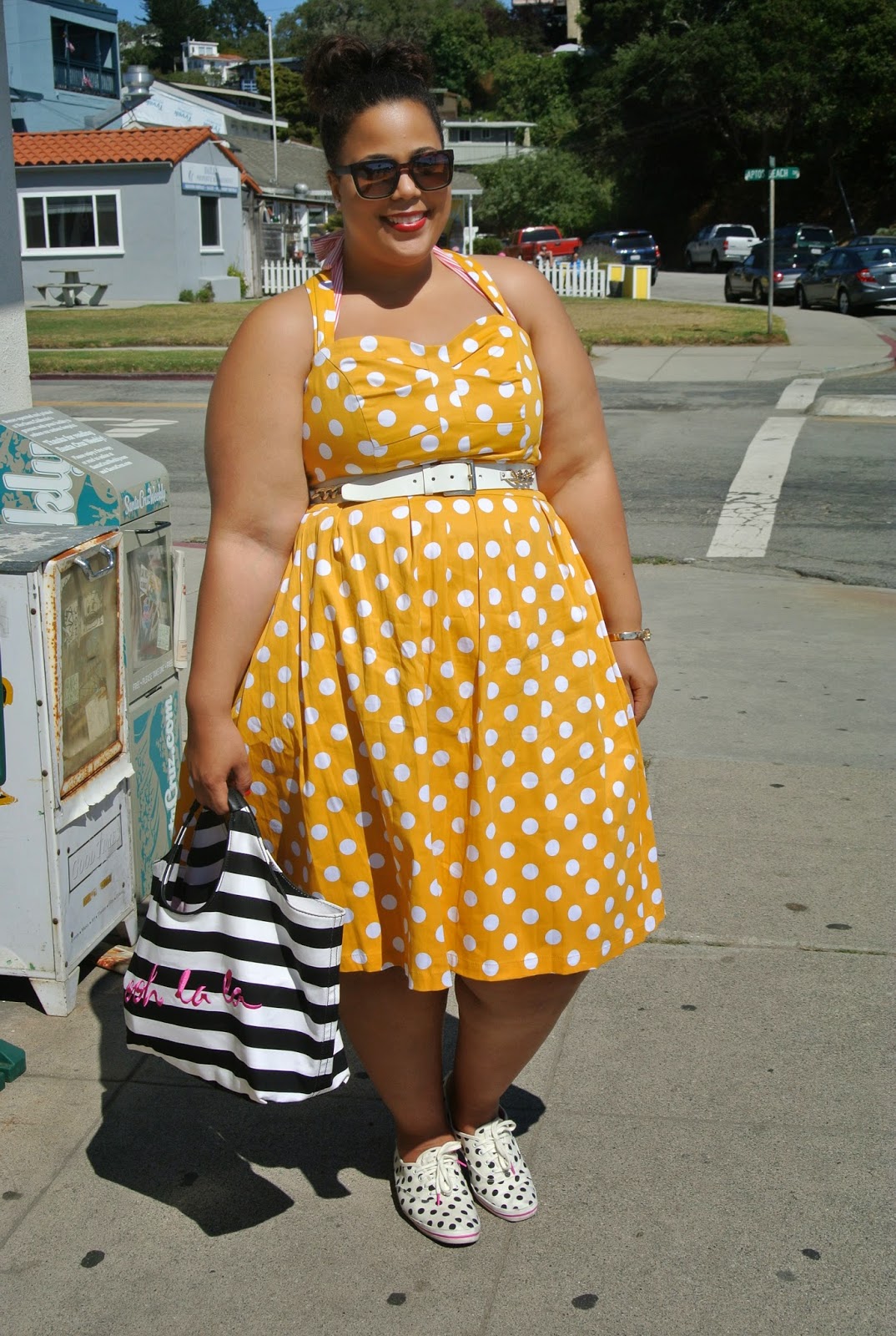 yellow polka dot dress plus size Big ...