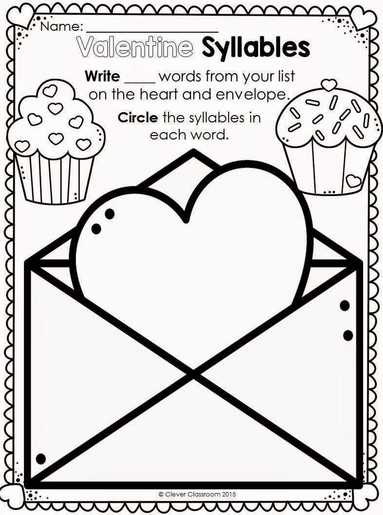 Printables for any Word list series Valentine's Day edition