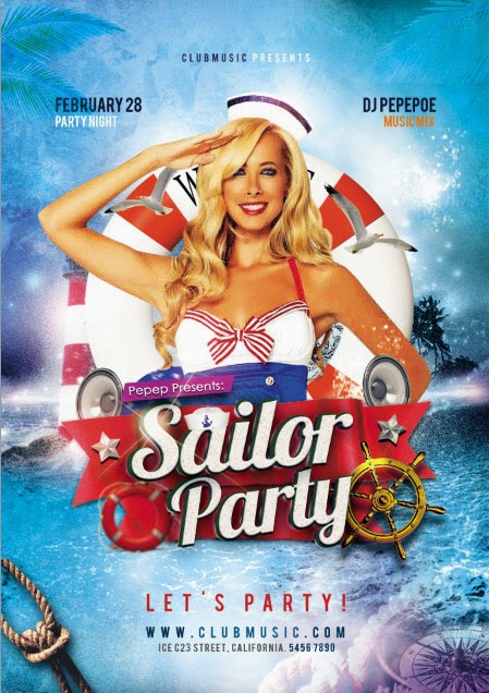 sailor marine beach seaman costume party flyer sungaigrafik marine flyers